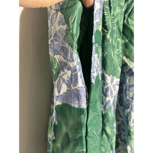 TCEC Shirred Front Floral Blue And green Maxi Dress Size Medium - Picture 4 of 12